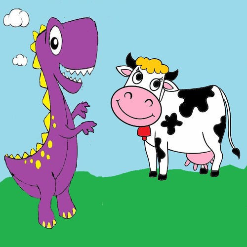 Dinky The Dinosaur-Dinky Meets Mrs Cow from Short Stories in English -  Listen on JioSaavn